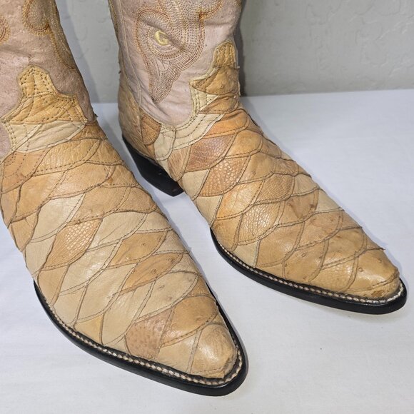 El General 1901 Exotic Skins Patchwork Western Cowboy Boots Men's USA Size: 8.5 - Picture 2 of 13